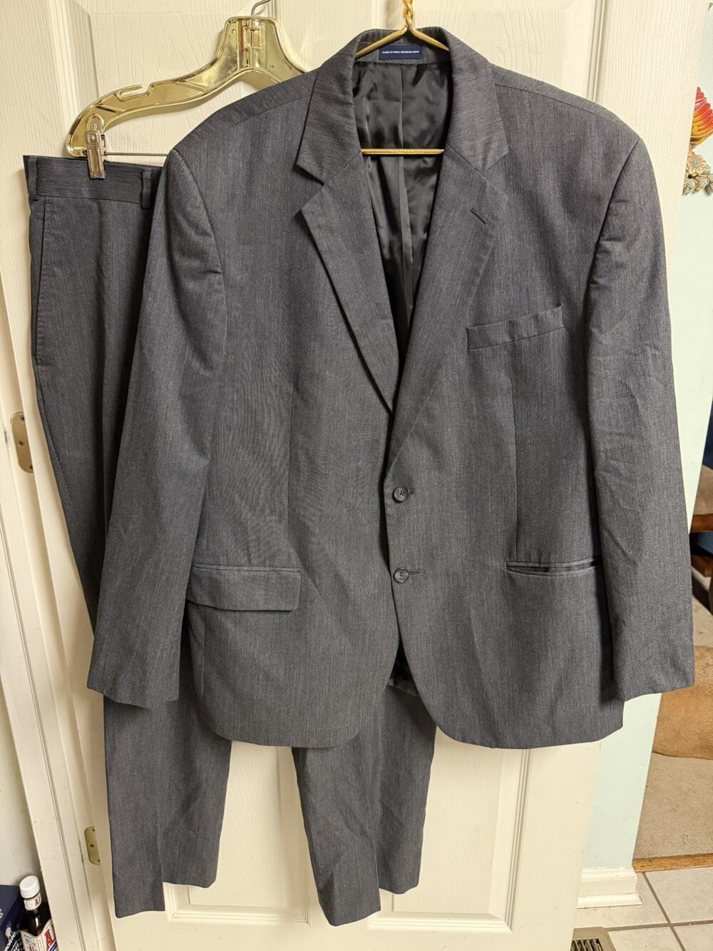 Stafford 2pc Jacket Pants 40x30 Suit Gray 46r Poly Rayon Essentials Vnt Classic